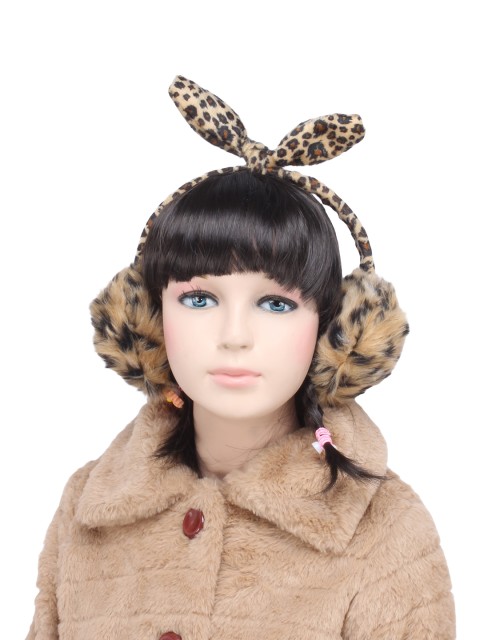 

CUTECUMBER Beige & Brown Printed Faux Fur Ear Muffs