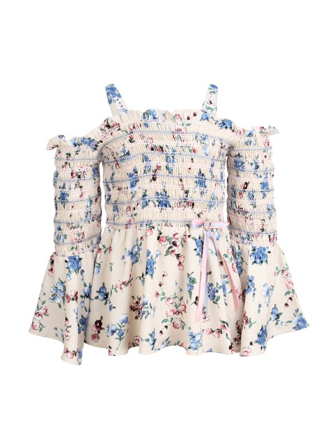 

CUTECUMBER Girls Beige Printed A-Line Top