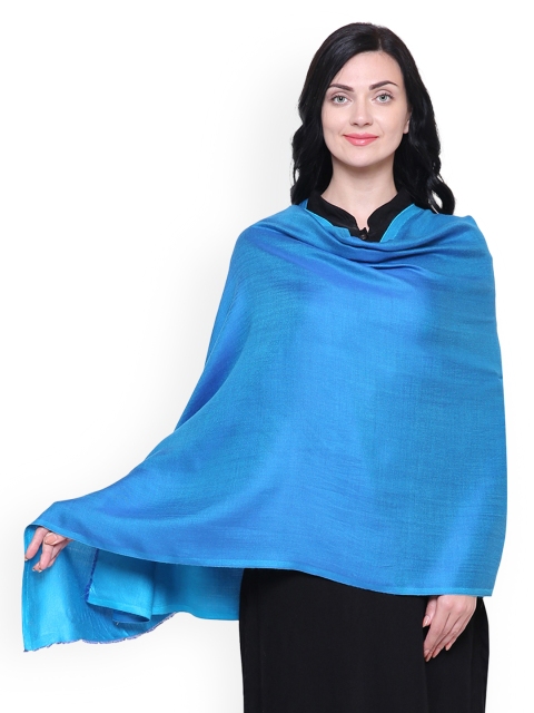 

Anekaant Women Turquoise Blue Solid Reversible Shawl