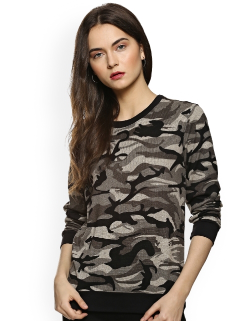 

Campus Sutra Women Beige & Brown Printed Sweatshirt