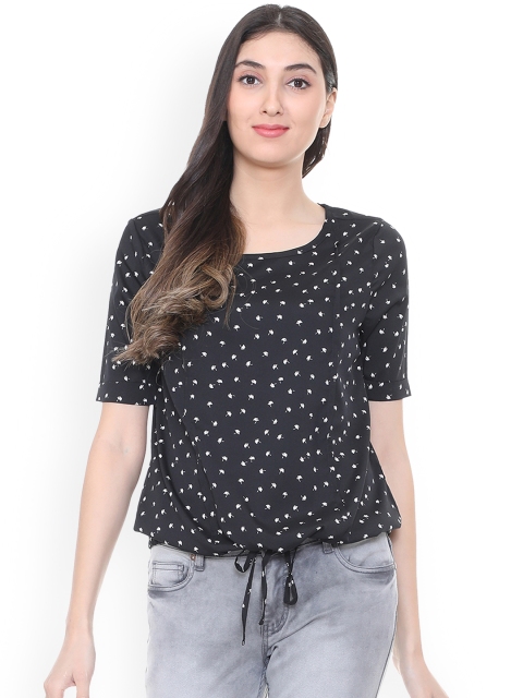 People Women Black Printed Blouson Top