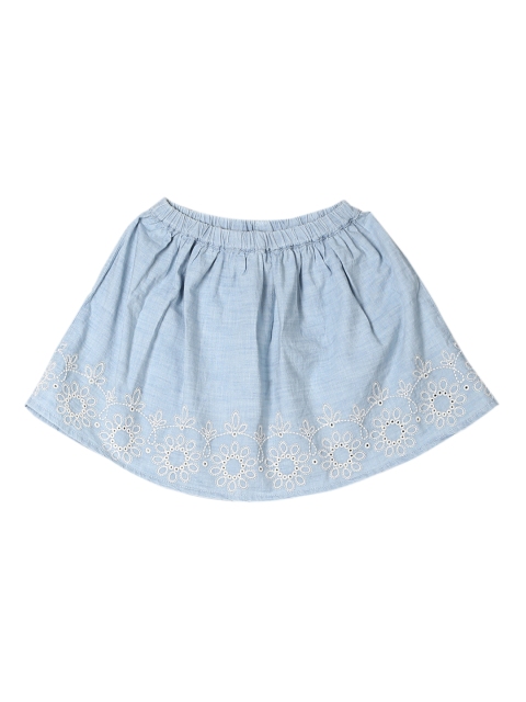 

GAP Girls Blue Embroidered Denim Skirt