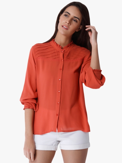 

Vero Moda Women Rust Red Regular Fit Solid Casual Shirt