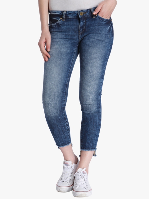 

ONLY Women Blue Slim Fit Low-Rise Clean Look Cropped Jeans