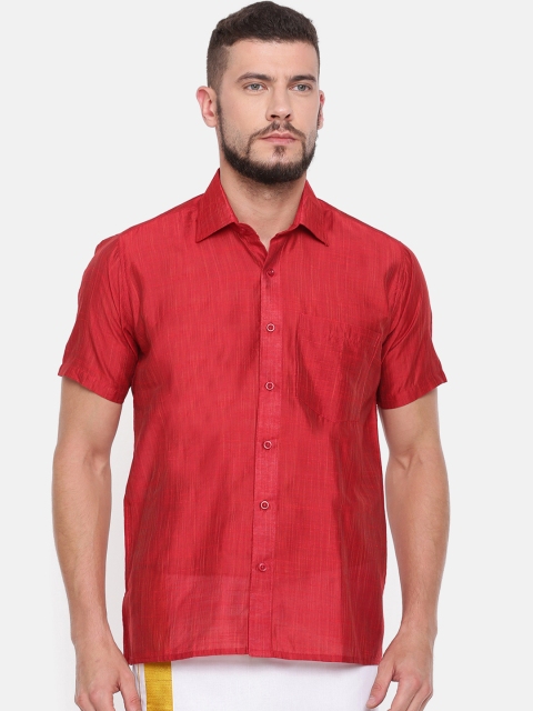 

Cross Court Men Red Regular Fit Solid Party Shirt