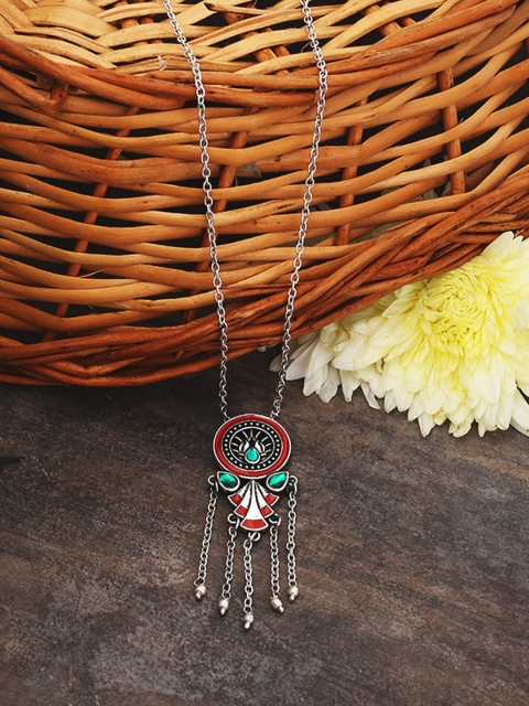 

Studio Voylla Women Silver-Plated Brass Pendant with Chain
