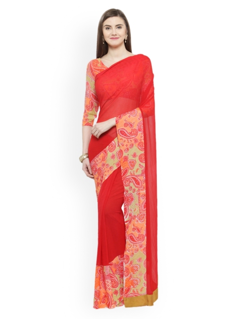 

Shaily Pink Printed Satin Saree
