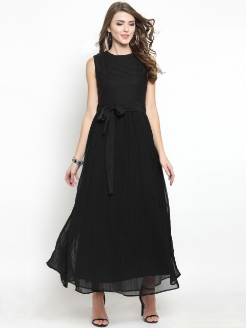 

Sera Women Black Self Design Maxi Dress