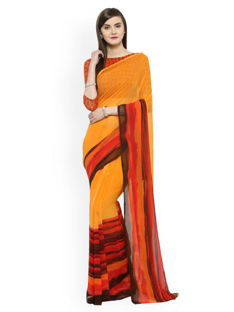 

Shaily Orange Printed Pure Georgette Saree
