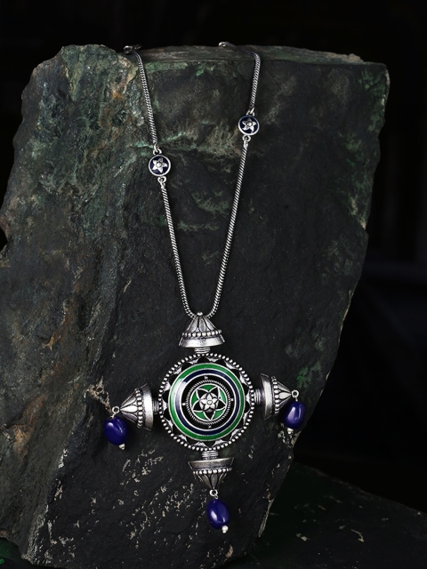 

Studio Voylla Silver-Toned Brass Oxidised Necklace