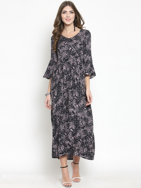 

Sera Women Black Printed Fit and Flare Dress