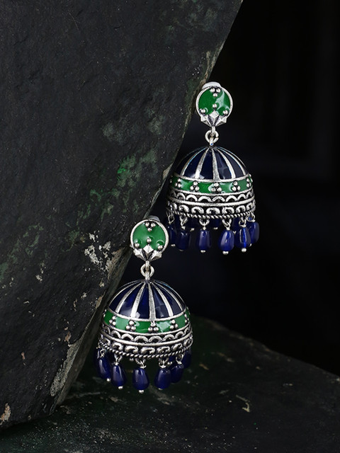

Studio Voylla Silver-Plated Dome Shaped Jhumkas