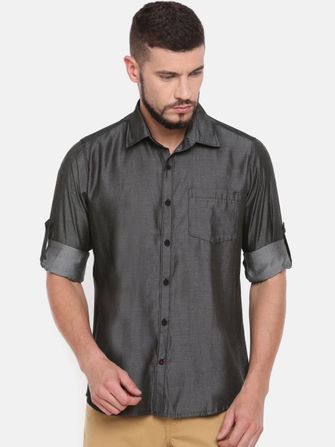 

Cross Court Men Black Slim Fit Solid Casual Shirt
