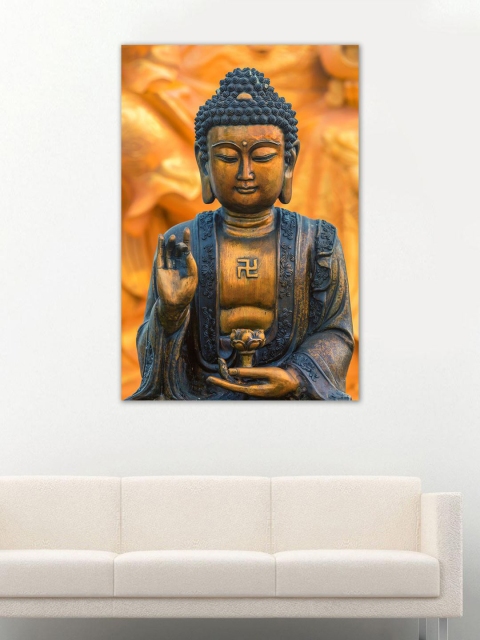 

999Store Gold-Toned & Black Hand-Painted Buddha Wall Art
