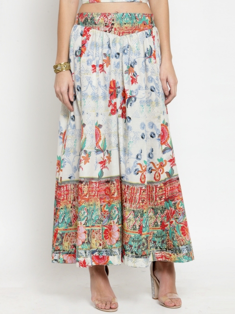 

Sera Women Off White Floral Print Maxi Skirt
