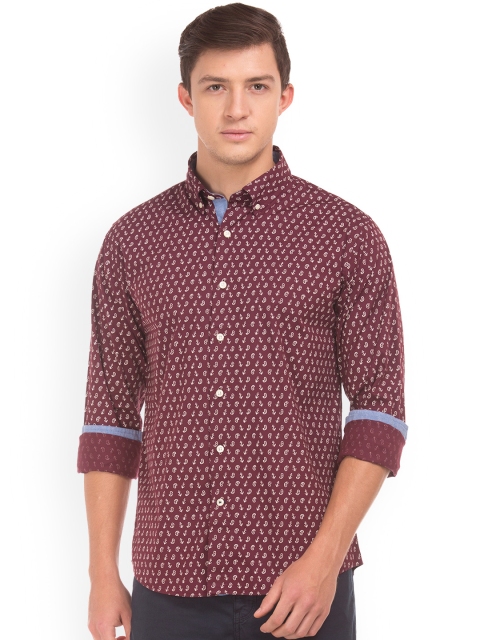 

Nautica Men Maroon Regular Fit Printed Casual Shirt