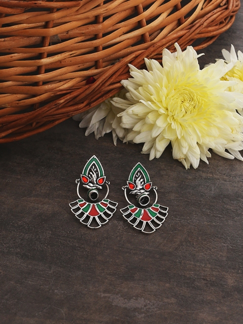 Studio Voylla Silver-Toned Classic Drop Earrings