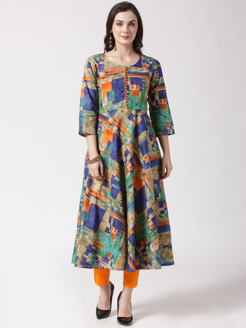 

Jompers Women Orange Printed A-Line Kurta