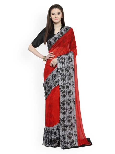 

Shaily Red & Grey Printed Saree