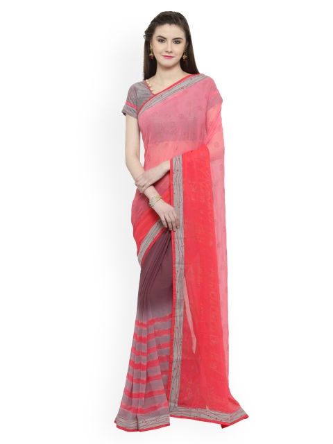 

Shaily Grey & Pink Pure Georgette Printed Saree