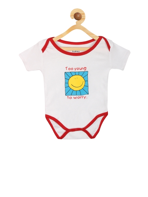 

Tantra Boys White Printed Rompers