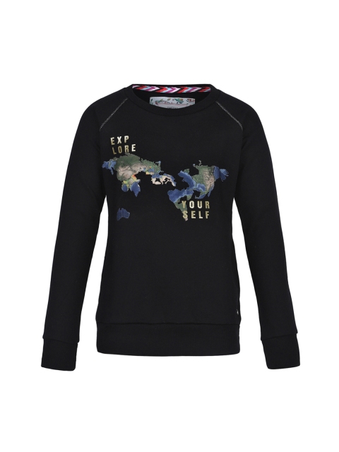 Monte Carlo Girls Black Printed Sweatshirt