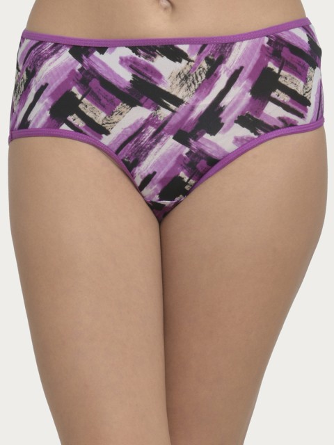 

Clovia Women Purple & Black Printed Mid-Rise Hipster Briefs PN2859P13XL