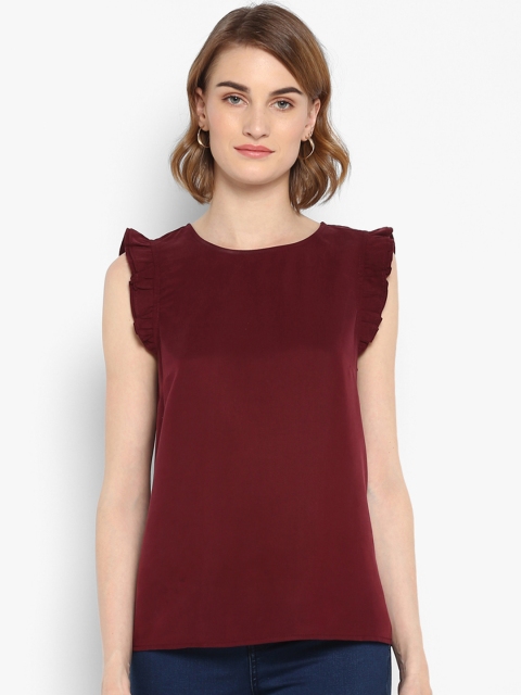 

Forever New Women Maroon Solid A-Line Top