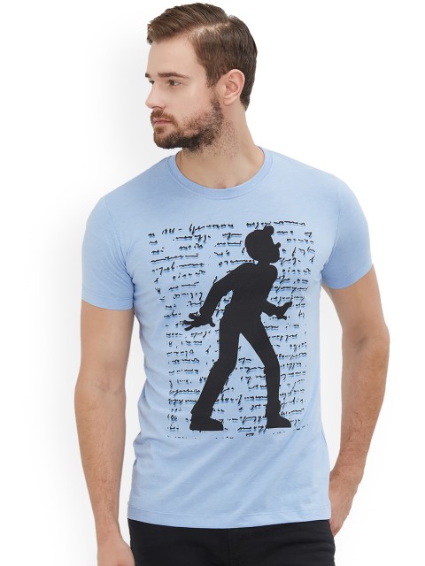 

Status Quo Men Blue Printed Round Neck T-shirt