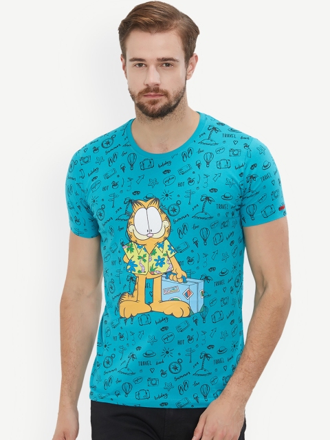 

Status Quo Men Blue Printed Round Neck Pure Cotton T-shirt