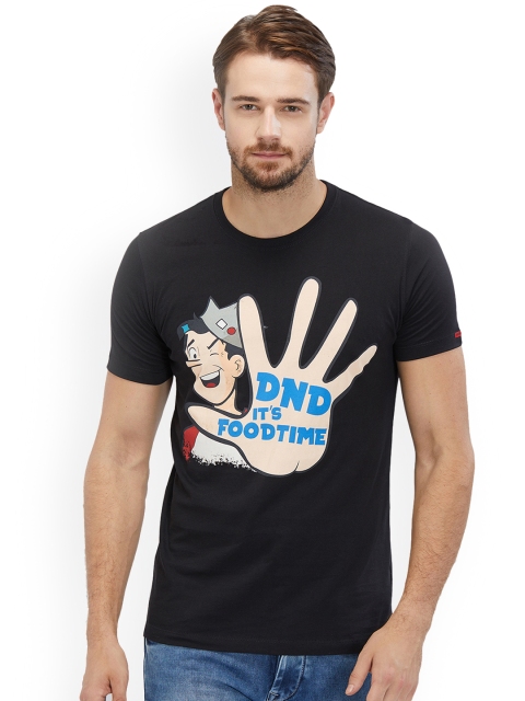 

Status Quo Men Black Printed Round Neck T-shirt