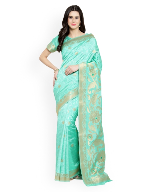 

Shaily Turquoise Blue Pure Silk Woven Design Banarasi Saree