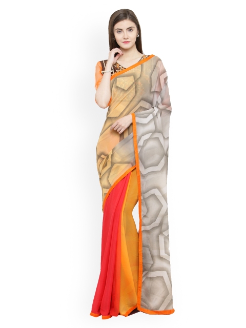

Shaily Orange Printed Pure Georgette Saree