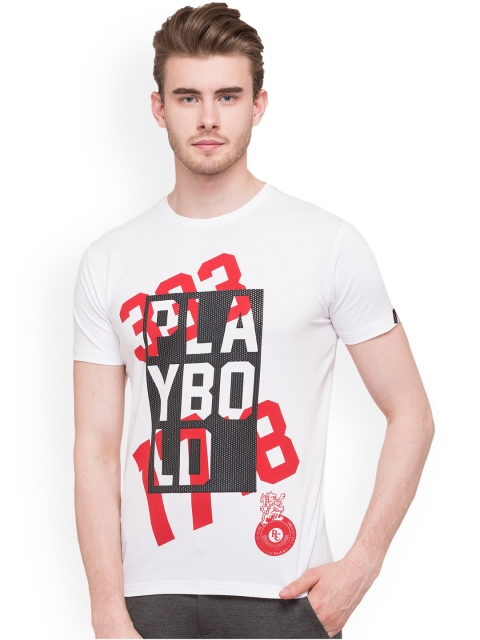 

Status Quo Men White Printed Slim Fit Round Neck Pure Cotton T-shirt