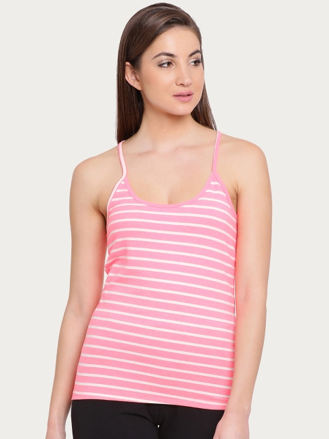

Clovia Women Pink & White Striped Camisole CM0016P22XL