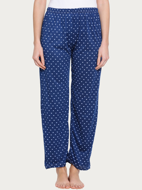 

Clovia Women Blue & White Printed Pyjamas LB0168P08M