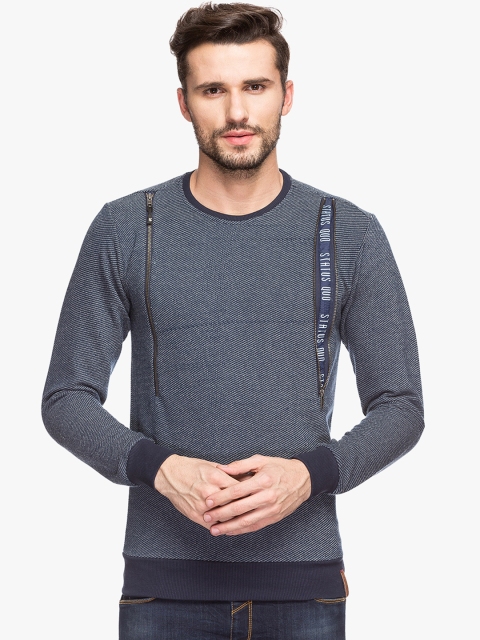 

Status Quo Men Blue Solid Sweatshirt