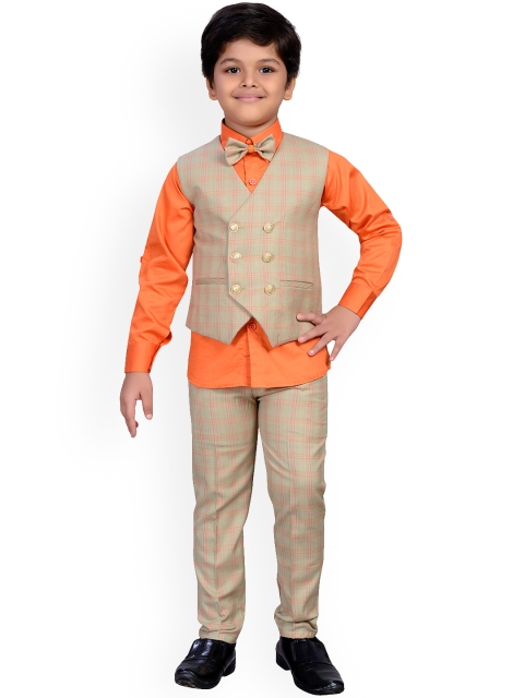 

Aj DEZInES Boys Orange & Beige Suit
