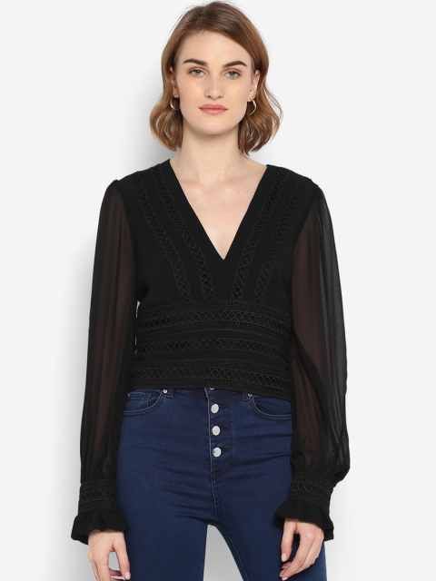 

Forever New Women Black Self Design Top