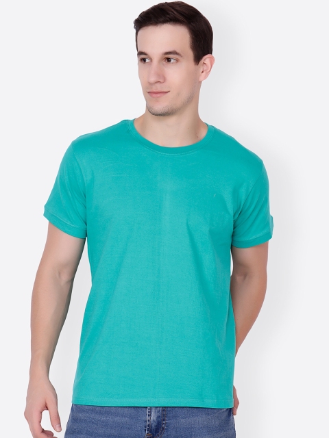 

Cation Men Sea Green Solid Round Neck T-shirt