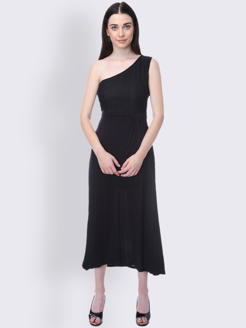 

LA LOFT Women Black Solid Fit and Flare Dress