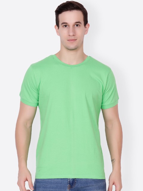 

Cation Men Green Solid Round Neck T-shirt