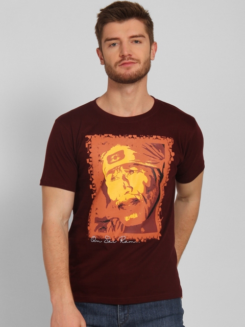 

Tantra Men Brown Printed Round Neck T-shirt