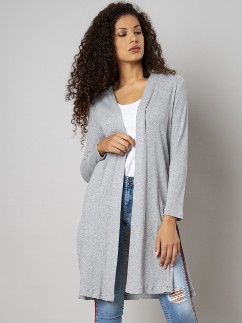 

FabAlley Grey Solid Open Front Shrug