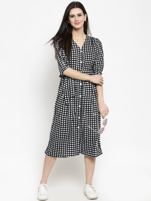 

Sera Women Black Checked A-Line Dress