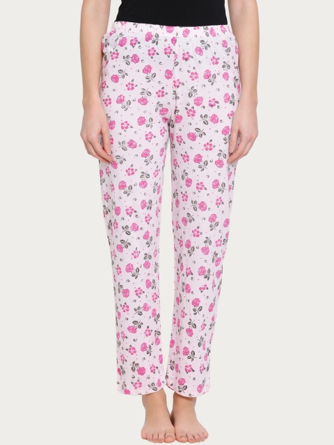 

Clovia Women Of-White & Pink Printed Pyjamas LB0170P14XL, Off white