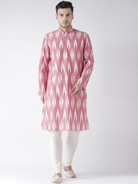 

KISAH Men Red & White Printed Kurta with Churidar