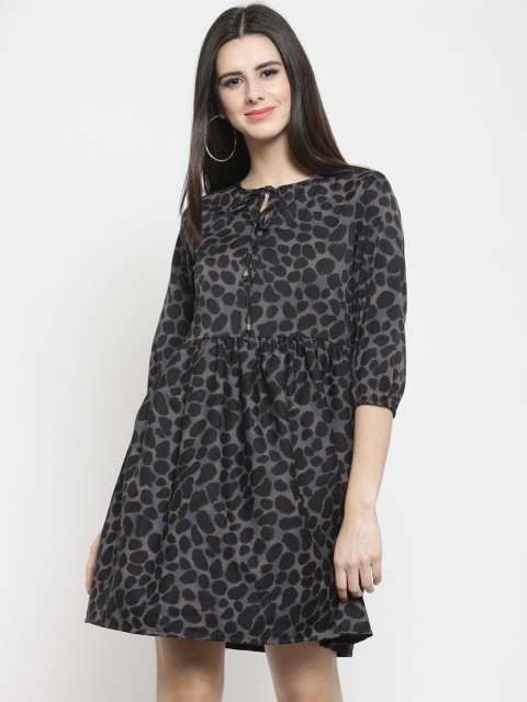 

Sera Women Black Printed A-Line Dress