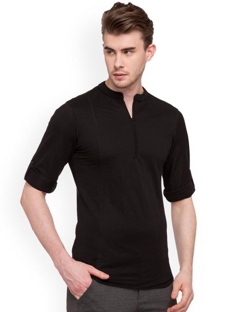 

Status Quo Men Black Comfort Slim Fit Solid Casual Shirt