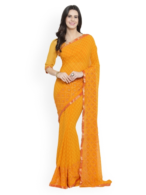 

Shaily Yellow Printed Pure Georgette Saree